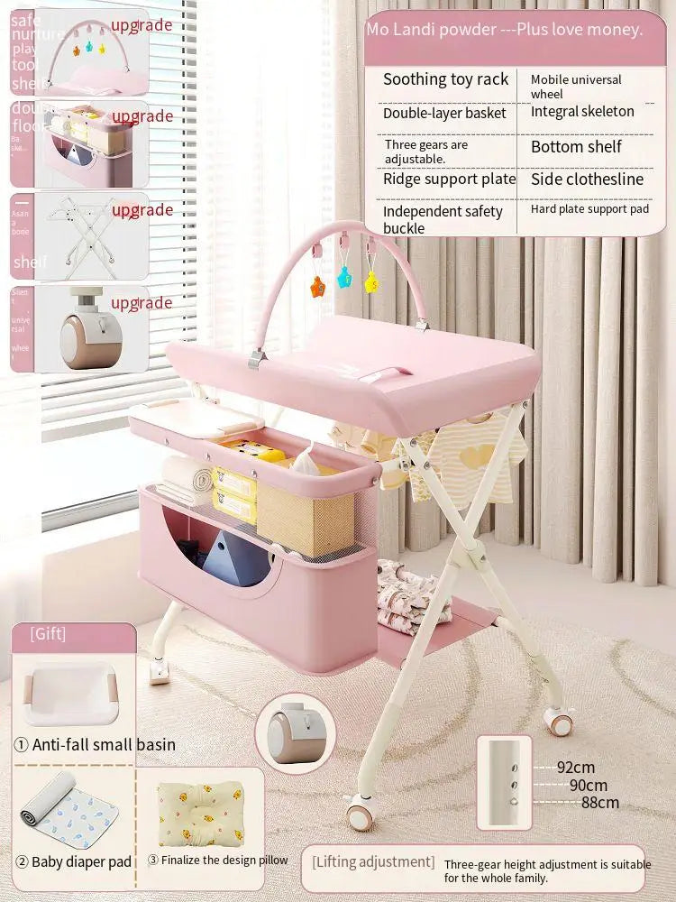Diaper-Changing Table Baby Care Desk Multifunctional Foldable Massage Touch Newborn Baby Bath Bed Change Diaper-Changing Table
