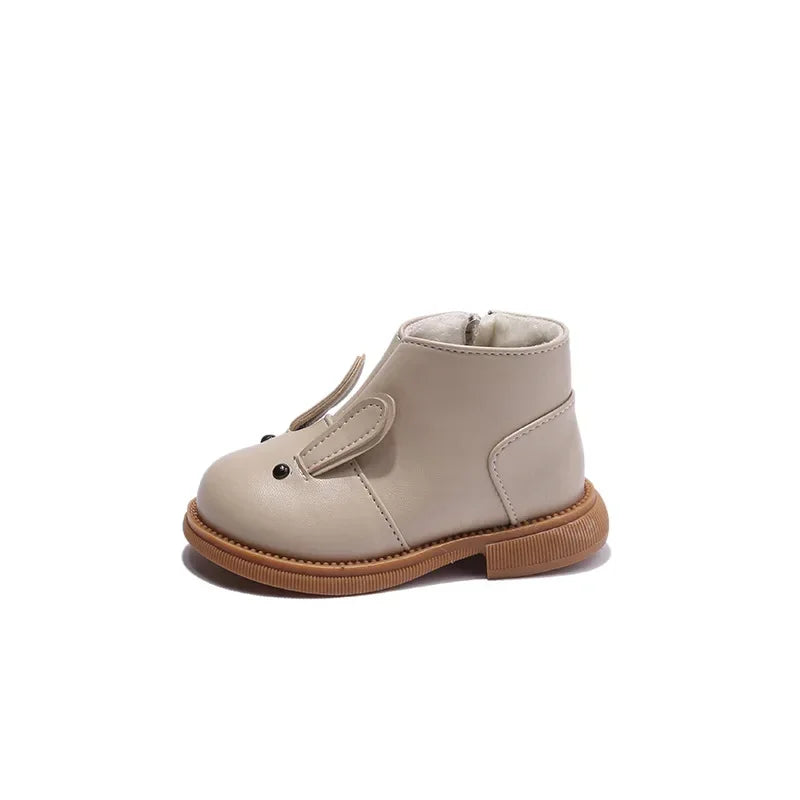 Cartoon Rabbit Baby Ankle Boots for Girls England Style Children Cute Bunny Winter Short Boots Low Heel Kids Girl Shoes G11073