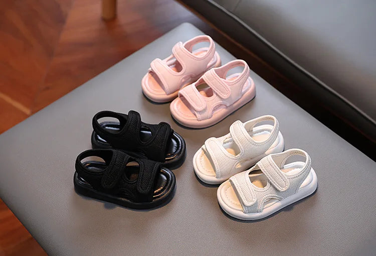 Summer Boys' Fashion Sandals – Breathable White Slip-On Shoes for Toddlers and Kids (Sizes 21–30)
