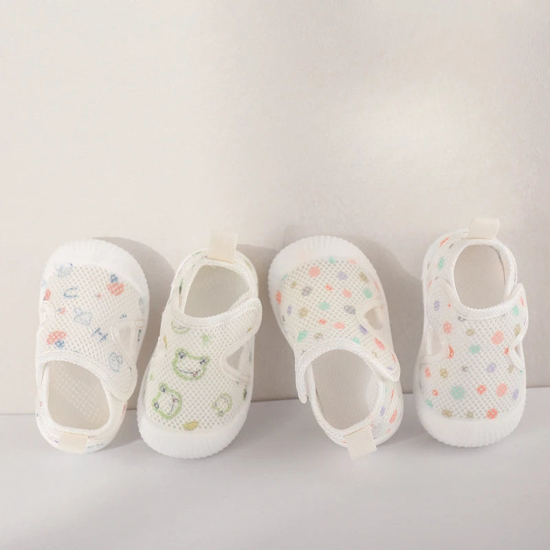 Baby Shoes Anti-slip Breathable Infant Crib Floor Socks with Rubber Sole for Children Girls Boys Mesh Shoes Soft Bottom Slippers