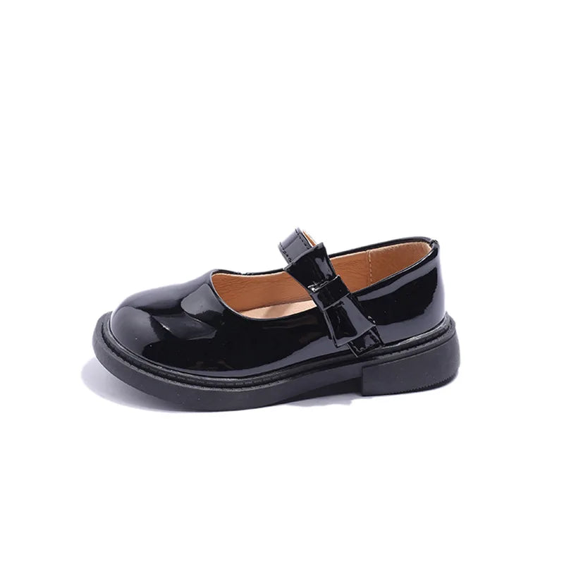 Little Girl Leather Shoes Black Kids School Uniform Mary Jane Shoes Sweet Side Bowknot Children Versatile Causal Shoes Fashion