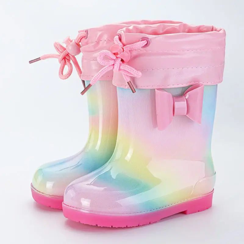 Cartoon Rain Boots For Children Girl Cute Kids Girl Mid-Calf Waterproof Rain Boots Little Baby Girl Outwear Non-Slip Water Boots