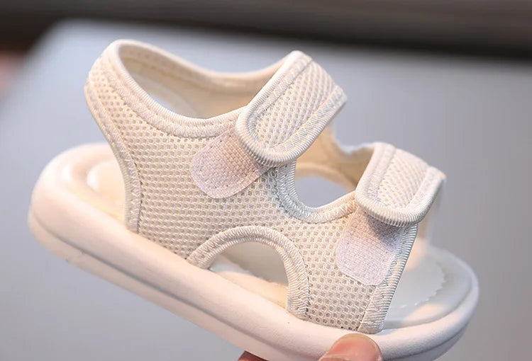 Summer Boys' Fashion Sandals – Breathable White Slip-On Shoes for Toddlers and Kids (Sizes 21–30)