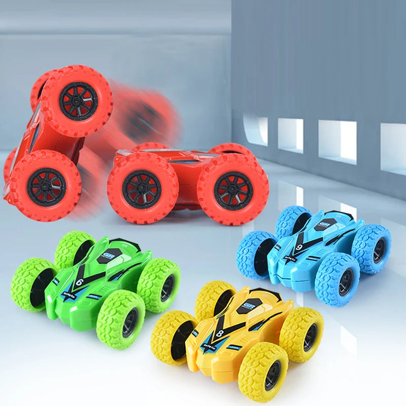 Double-Side Vehicle Inertia Car Collision Automatic Turnover Running Car Toy 360 degrees Rotating Graffiti Color Toys Car Gifts