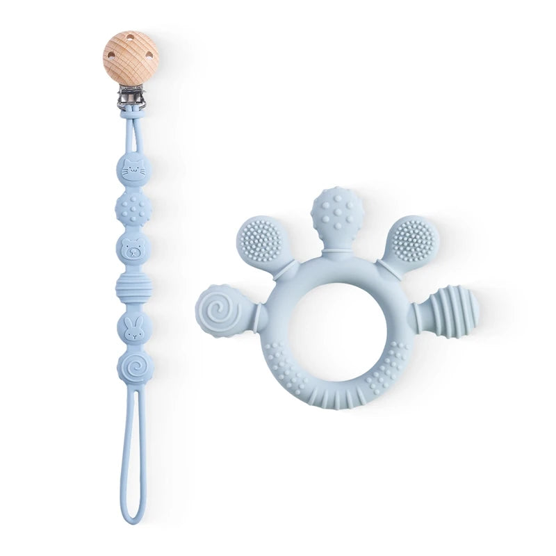 Finger Teether Silicone Pacifier Chain Baby Teether No BPA Teething Ring Gum Baby Care Equipment Silicone Baby Care Utensils