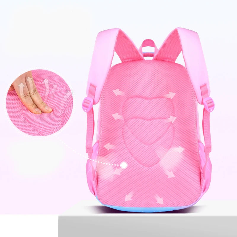 Girls' Macaron Color-Block Backpack – Premium Large-Capacity School Bag with Rainbow Zipper for Kids and Teens