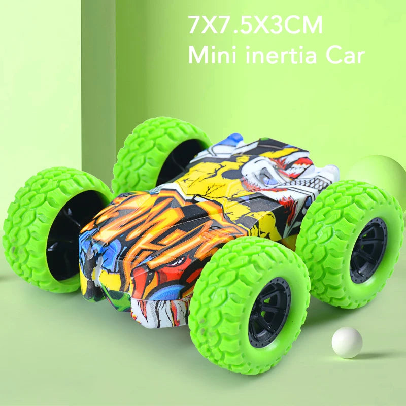 Double-Side Vehicle Inertia Car Collision Automatic Turnover Running Car Toy 360 degrees Rotating Graffiti Color Toys Car Gifts
