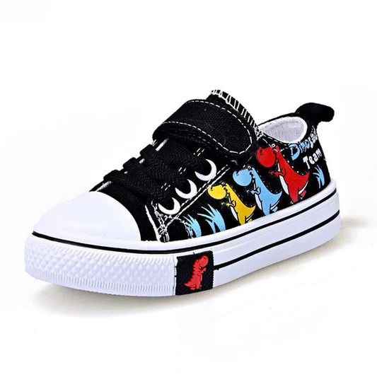 Children's Cartoon Canvas Sneakers – Breathable Low-Top Casual Shoes for Boys and Girls, Ideal for Spring and Autumn