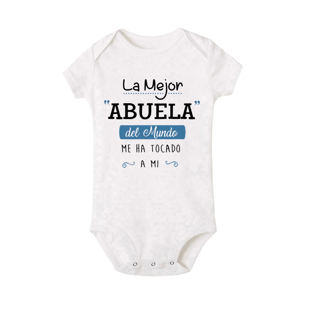 The Best Grandma in The World Spanish Print Baby Bodysuit Infant Summer Romper Funny Newborn Short Sleeve Jumpsuit Infant Outfit