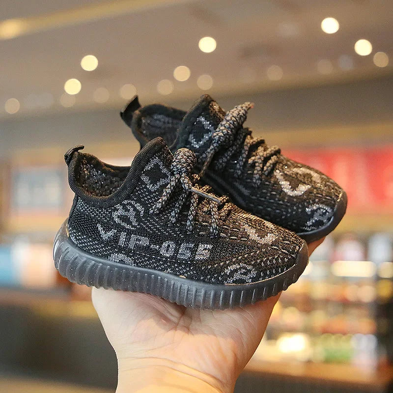 Boys Girls Cool Colorful Unique Fashion Non Slip Round Toe Outdoor Sport Soft Sole Shoes Children's Woven Mesh Breathable Casual