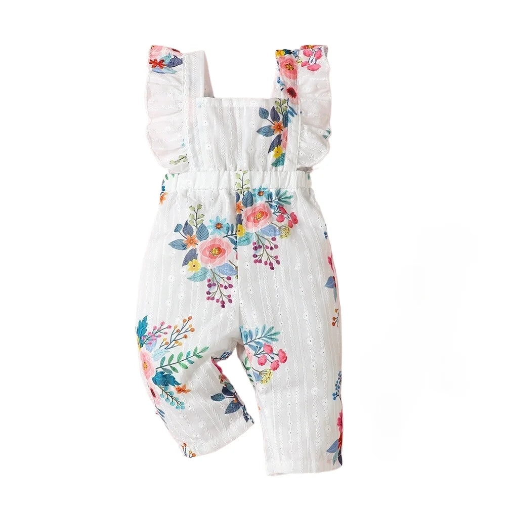3-24 Months Newnborn Baby Girl Ruffle Sleeveless Floral Fashion Romper Summer Infant Girl Jumpsuit for Toddler Baby Daily Wear