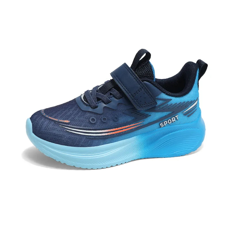 New boys' shoes Young men's flying woven breathable running shoes CuHK children's lightweight soft soled student sports shoes