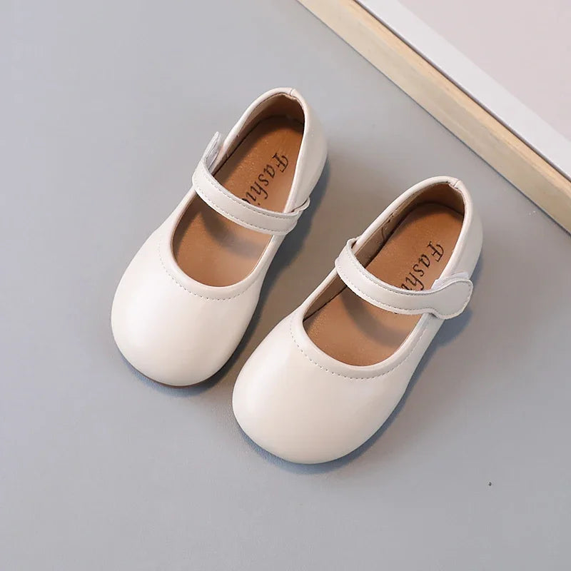 Girls Black Leather Shoes for Wedding Party Back To School Flats Kids Mary Janes Simple Classic Soft Anti-skid Kids Casual Shoes