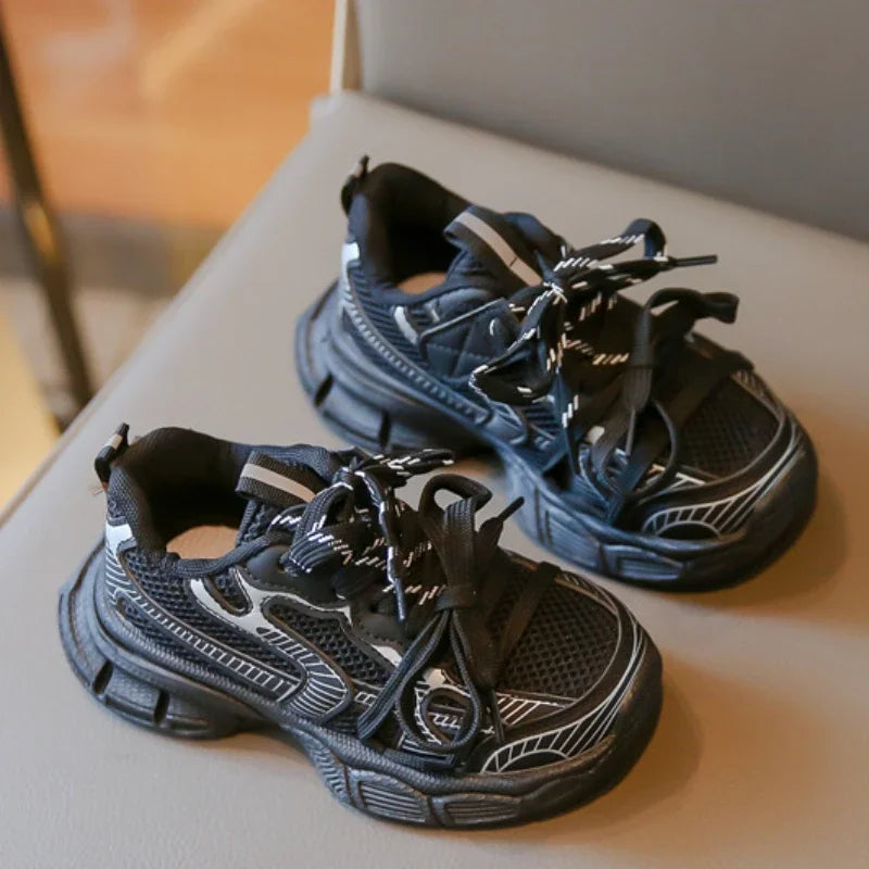 Children's Sneakers Boy Spring Autumn Mesh Girls School Causal Basketball Shoes Fashion Kids Chunky Running Sports Shoes Soft