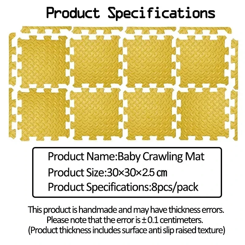 2.5CM Thick Solid Color Baby Game Mat Carpet with Puzzle Pieces for Children's Room, Play Areas, and Gym Baby Playmat Baby Rug