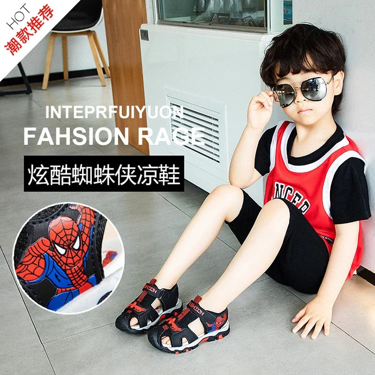 Summer Kids' Sports Sandals – Breathable Hollow-Out Design, Non-Slip Soft Soles for Boys and Girls in Black, Red, Gray, and Blue