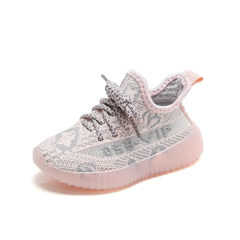 Boys Girls Cool Colorful Unique Fashion Non Slip Round Toe Outdoor Sport Soft Sole Shoes Children's Woven Mesh Breathable Casual