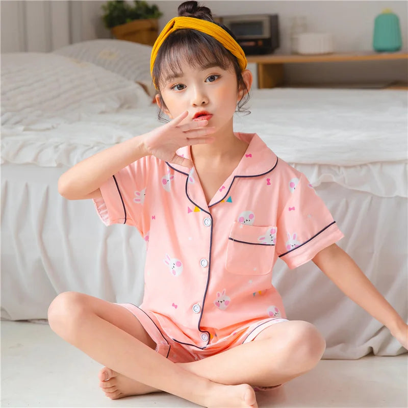 Summer Kids' Pajama Set – Soft Cotton Dinosaur Print Sleepwear for Boys and Girls, Comfortable Homewear for Toddlers and Children