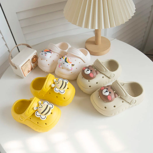 Cute three-dimensional animal children's slippers, soft soled toe caps, vacation shoes, beach shoes for indoor and outdoor wear