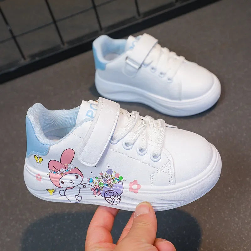 2025 Autumn New Children Little White Shoes for Girls Fashion Cute Melody Soft Comfortable Casual Versatile Trendy Sneakers