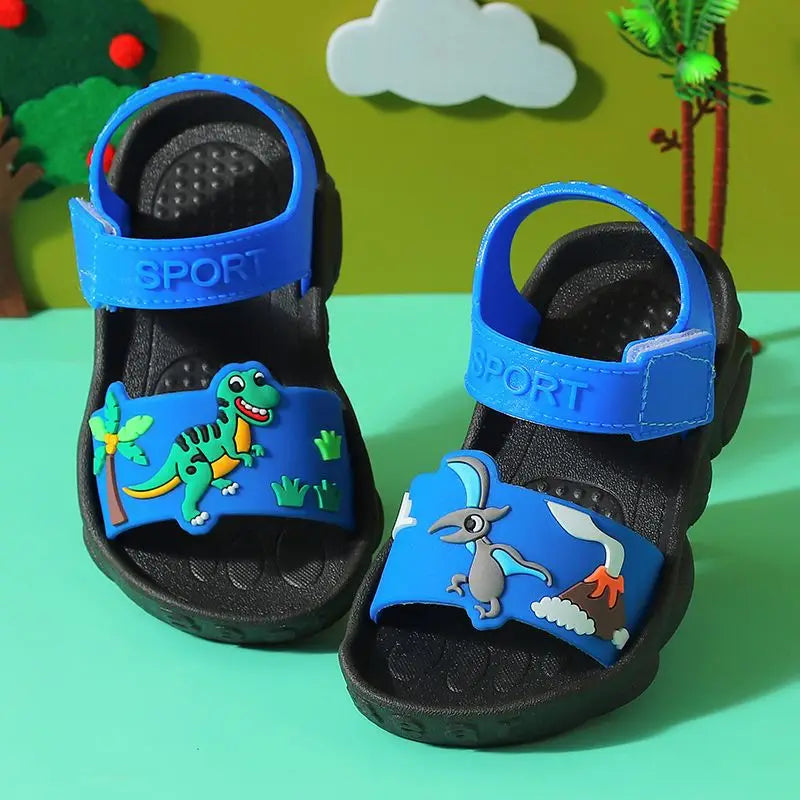 SandaliasCartoon Children Sandals Soft Soled Boy Beach Shoes Summer New Anti Slip Baby Walking Shoe Dinosaur Flat Children Shoes