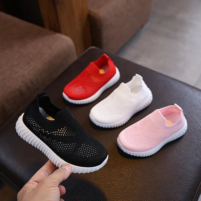Children Running Sneakers Boys Girls Casual Mesh Breathable Anti-Slip Walking Patchwork Tenis Toddler Soft Soled Girls Shoes