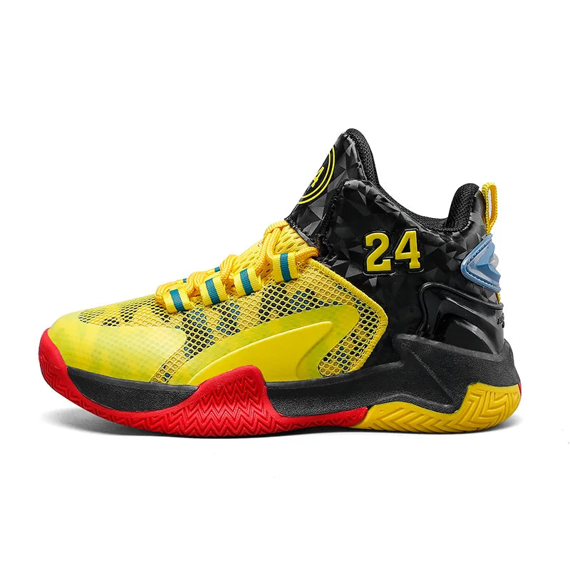 Childrens Basketball Shoes Big Kid Non Slip High-top Sport Training Sneakers Lightweight Outdoor Basketball Boots for Boy Youth