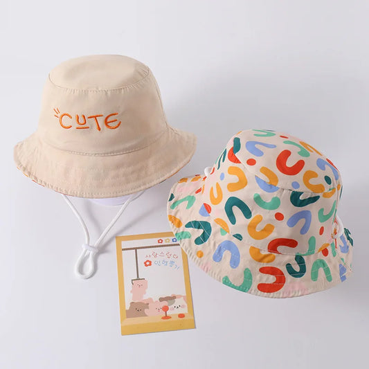 Cute Embroidered Baby Bucket Cap Double Sided Print Kids Panama Sun Hat Summer Children Boy Girl Fisherman Caps Gorras кепка 모자