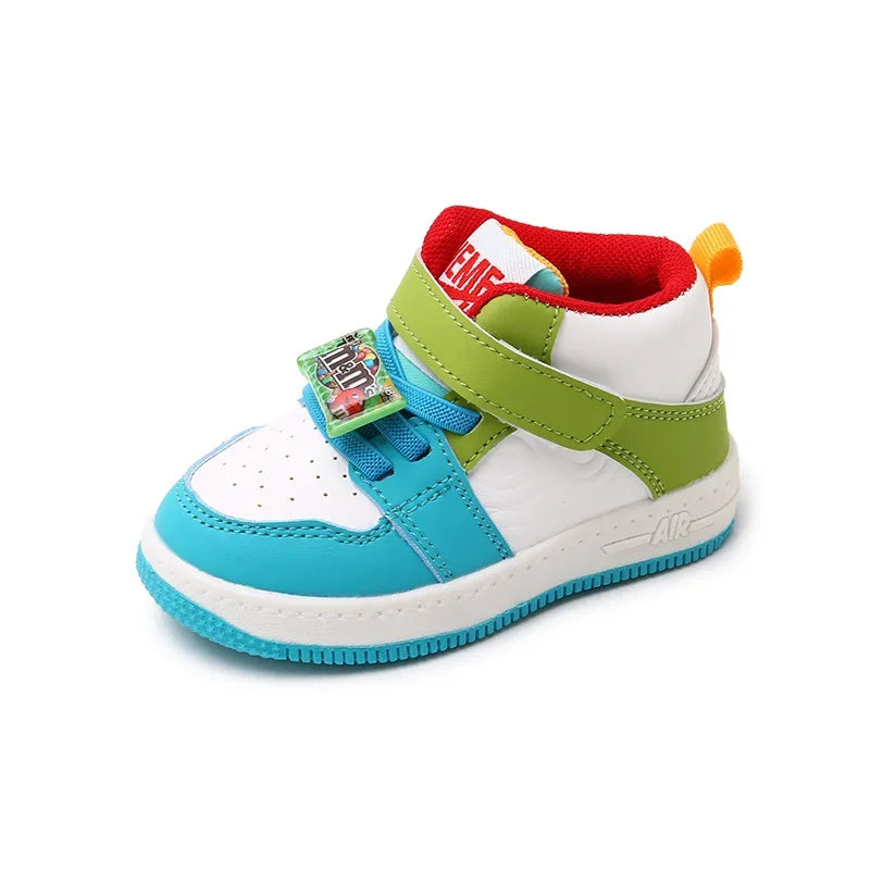 Fashion Colorful Children's Sports Board Shoes Breathable Comfortable Casual Sneakers Hook Loop Soft Thick Sole Outdoor Non Slip