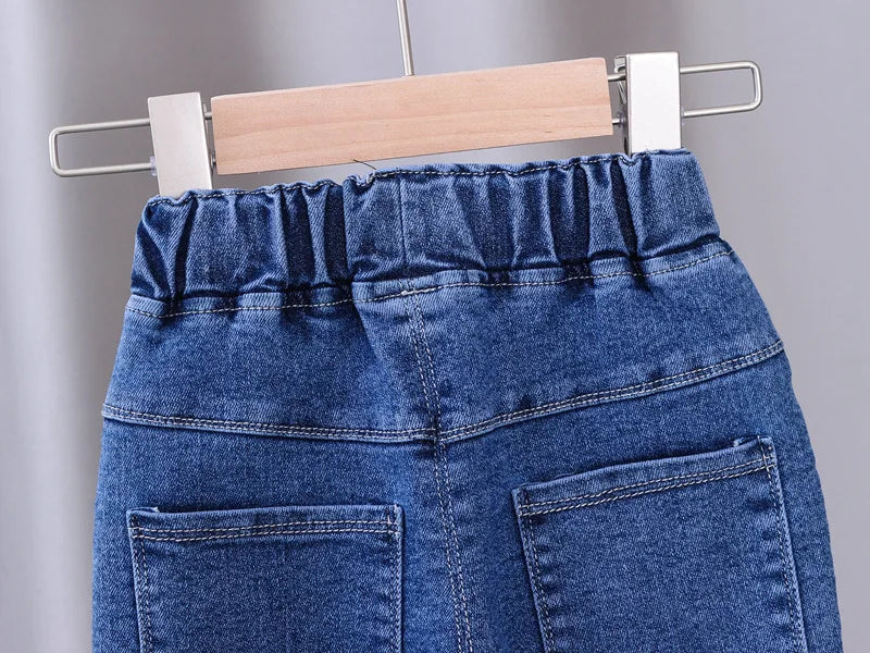 Jeans for Kids Girls Trousers Spring Autumn 2023 New Bow Bell-bottomed Stretch Princess pants for children Girl Denim Pants