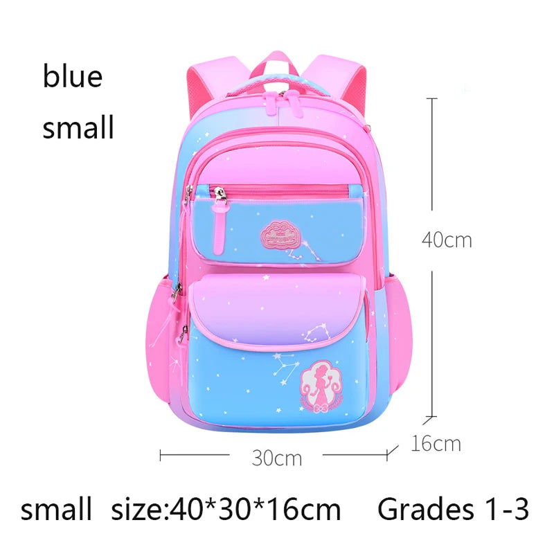 Girls' Macaron Color-Block Backpack – Premium Large-Capacity School Bag with Rainbow Zipper for Kids and Teens