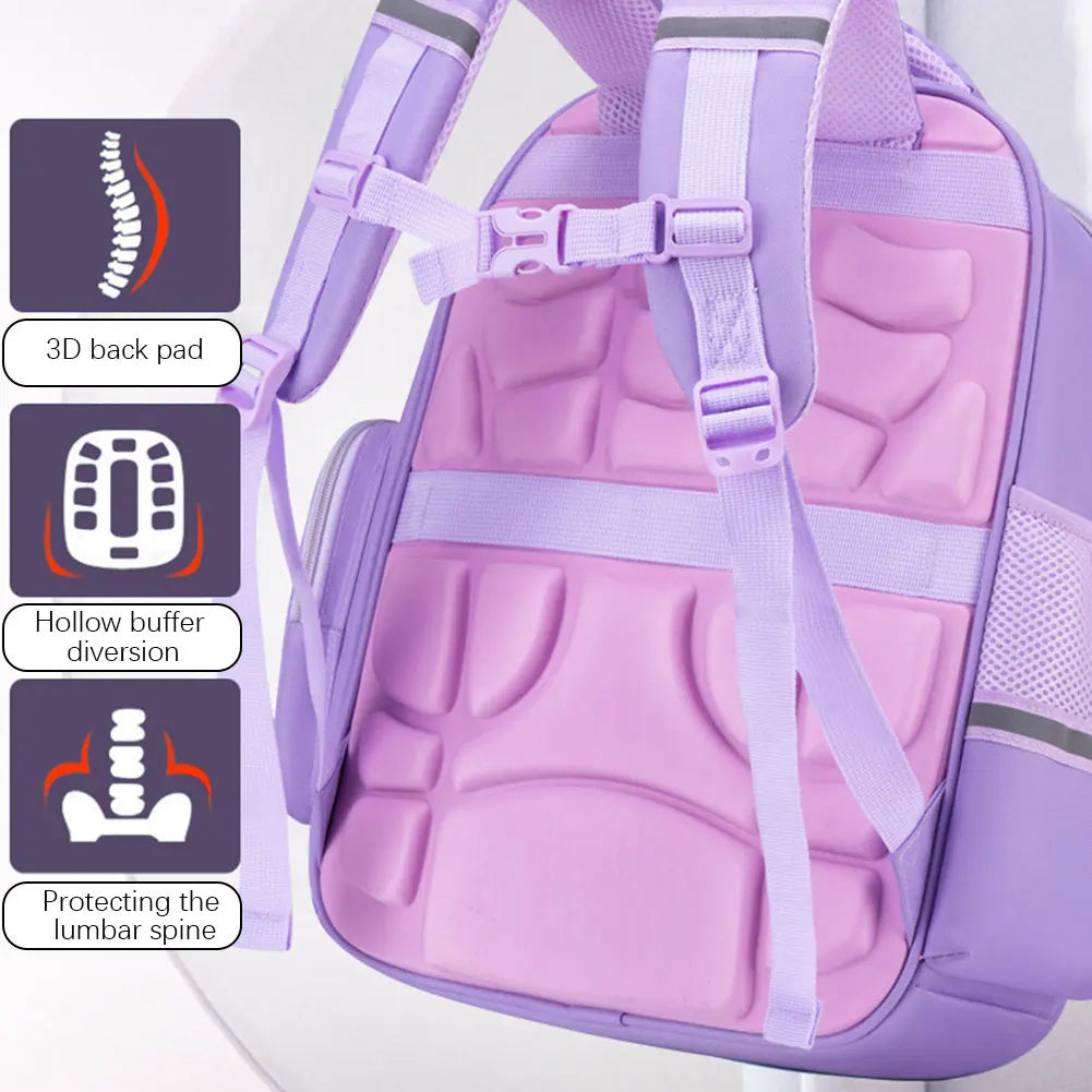 Lightweight Waterproof Backpack for Primary School Students (Grades 1–6) – Spine Protection and Load-Reduction Double Shoulder Bag