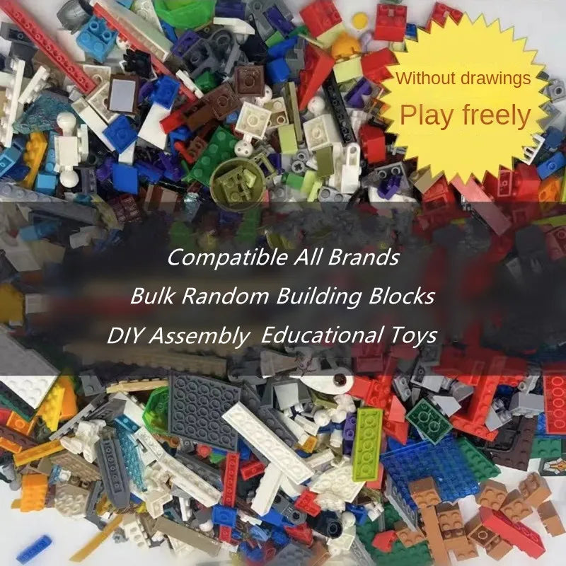 2500 grams Random Bulk Building Blocks City Creative DIY Assembly Bricks Model Educational Kids Toys Compatible Brand