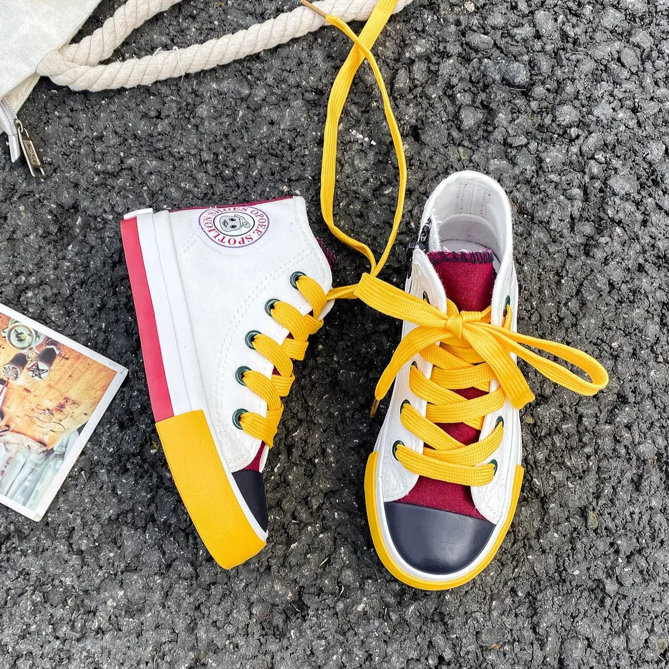 7021 New Fashion Children's Cloth Shoes Breathable Girls' Canvas Shoes Colored Soft Sole Boys and Girls' Board Shoes Trendy