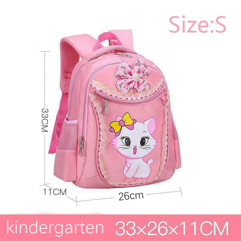 Pink Cat Backpack for Girls – Cute Bowknot Cartoon School Bag, Princess Style Bookbag for Kindergarten and Primary School
