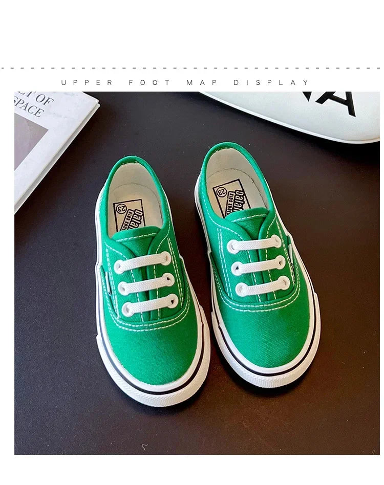 Children's Slip-On Canvas Shoes – Breathable, Solid Color Casual Footwear with Thick Soft Sole and Flat Bottom for Outdoor Wear