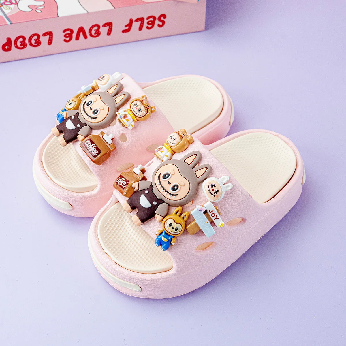 New Popular Cartoon Brown Versatile Eva Slippers for Boys and Girls, Fashionable Double Soft-Soled Non-Slip Sandals 831