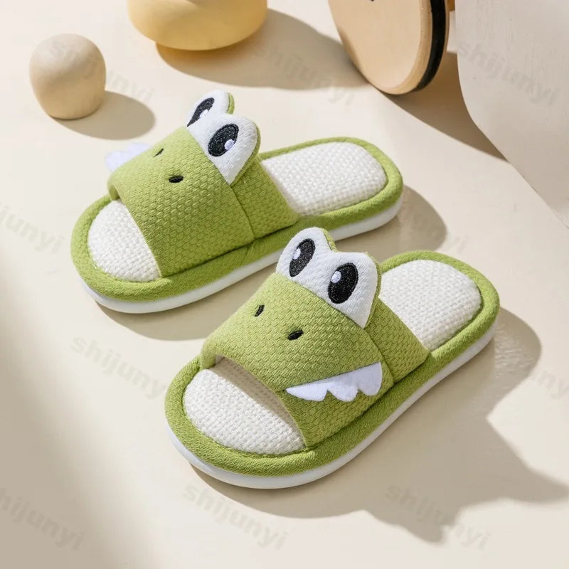 Capybara Slippers Children's Sandals Anti-slip Cartoon Slippers 2025 Summer Linen Floor Shoes Indoor Breathable Home Slippers