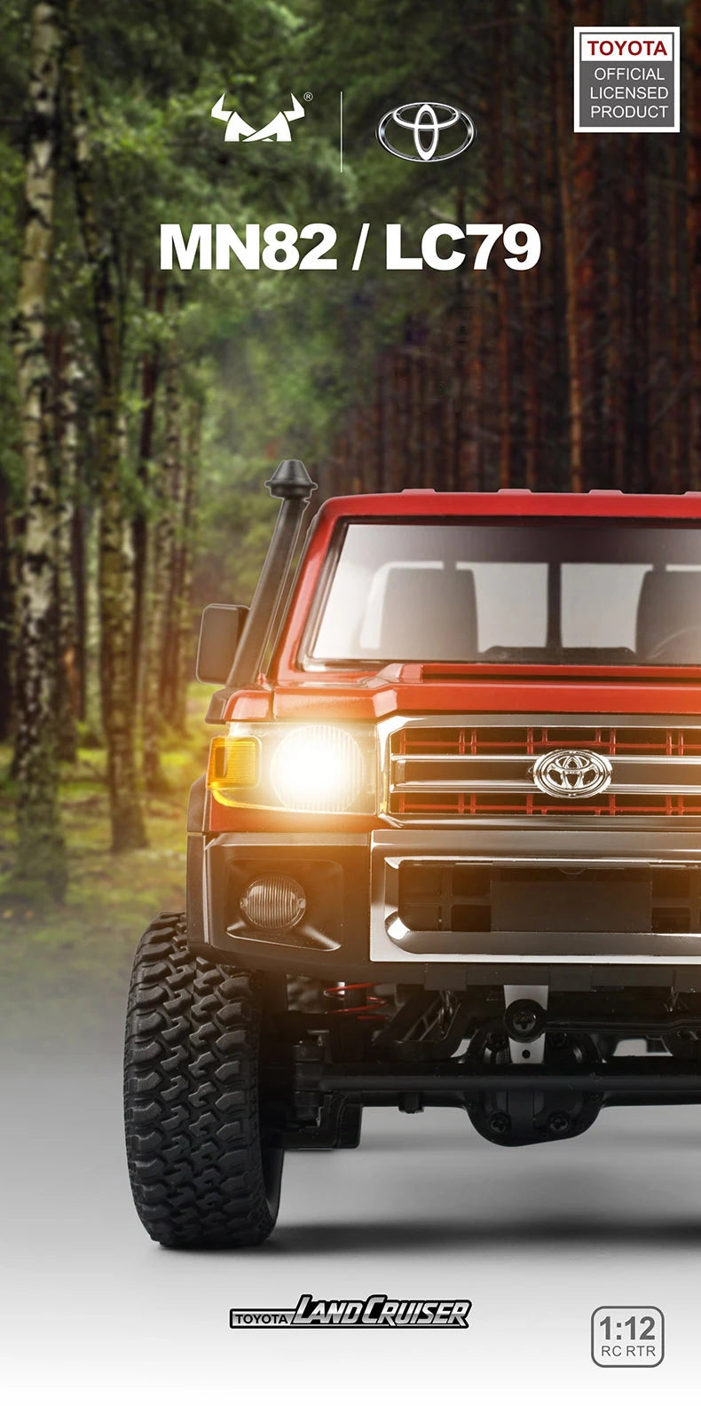 ZWN 1:12/1:16 Retro Rc Car With LED Lights Full-scale Simulation Vehicle Professional 4WD Remote Control Pickup Truck Model Toys