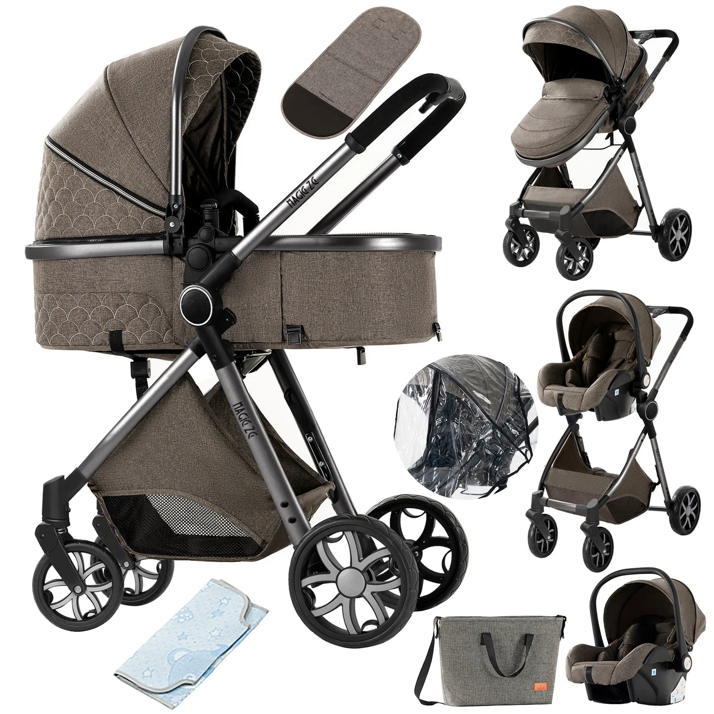 3 in 1 Lightweight Baby Stroller for Newborns Travel Foldable Infant Stroller which can be used as Baby Carriage and Light Cart