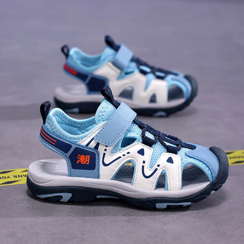 Summer Kids Beach Sandals Shoes Closed Toe Anti Bump Children's Walking Flat Shoe Outdoor Breathable Boy's Soft Sole Sandals