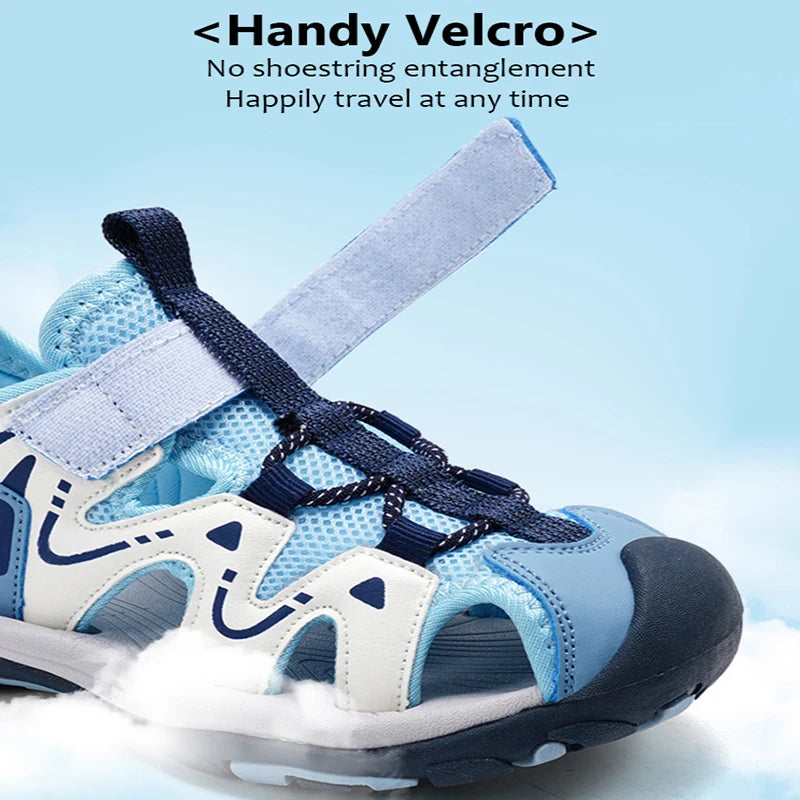 Summer Kids Beach Sandals Shoes Closed Toe Anti Bump Children's Walking Flat Shoe Outdoor Breathable Boy's Soft Sole Sandals