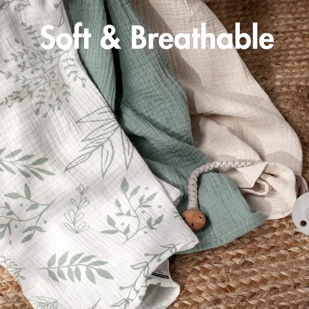 Muslin Waddle Blankets for Newborn Breathable Soft Receiving Blanket Swaddle Wrap Burping Clothes Essentials Infant Shower Items