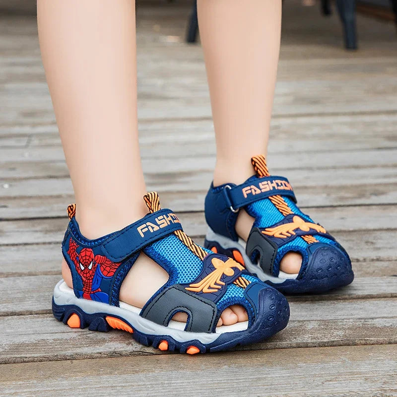Summer Kids' Sports Sandals – Breathable Hollow-Out Design, Non-Slip Soft Soles for Boys and Girls in Black, Red, Gray, and Blue