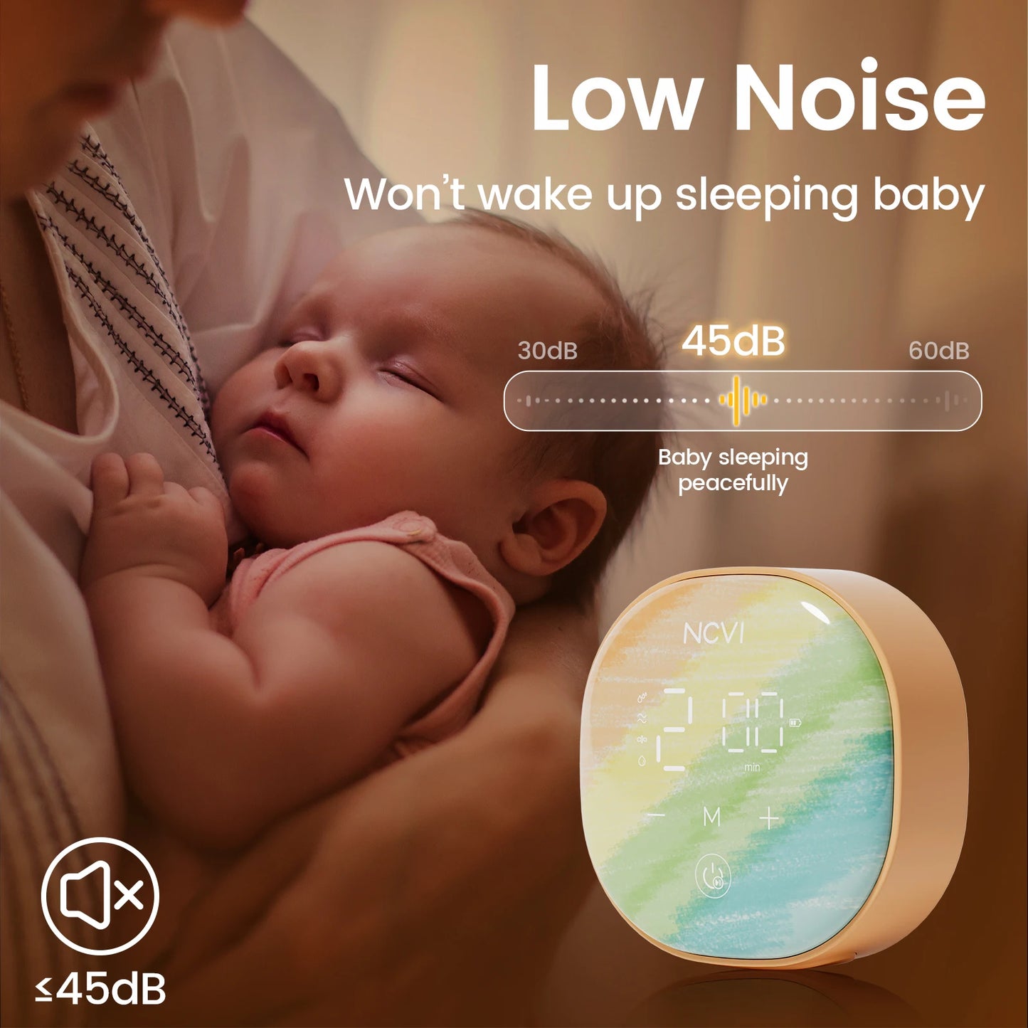 NCVI Rechargeable Electric Breast Pump, , 4 Modes & 9 Suction Levels, Ultra-Quiet, LED Touch Display, Portable, BPA-Free