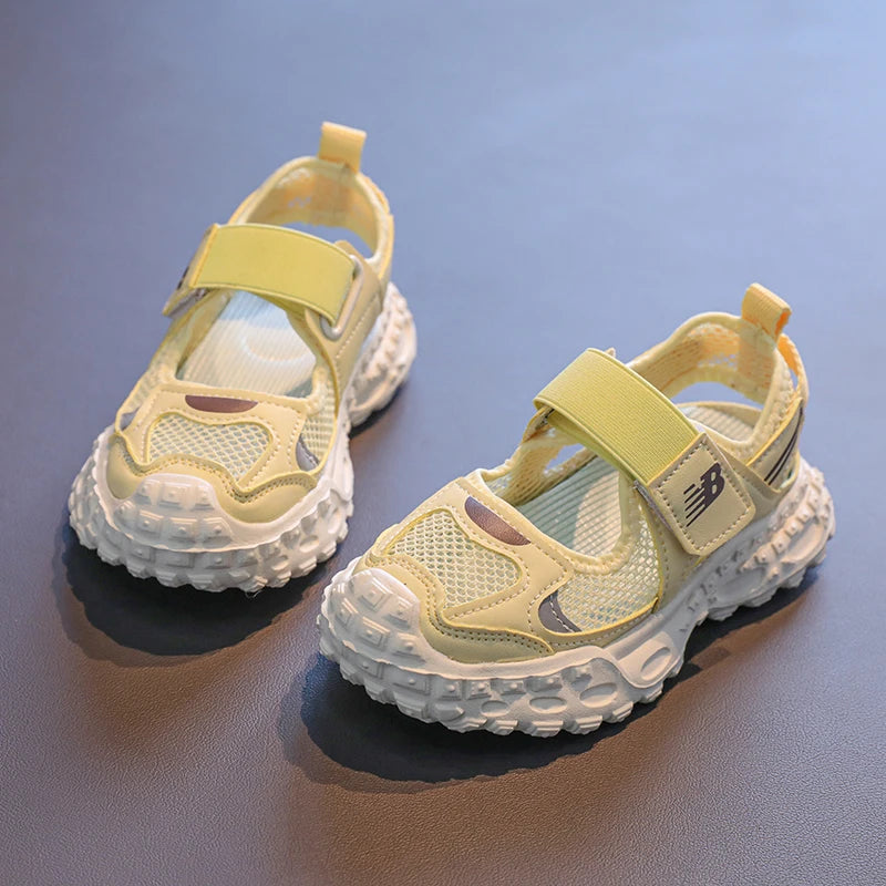 Summer Children Mesh Clunky Sneakers Boys Girls Breathable Hollow Casual Shoes Kids Cool Beach Shoes