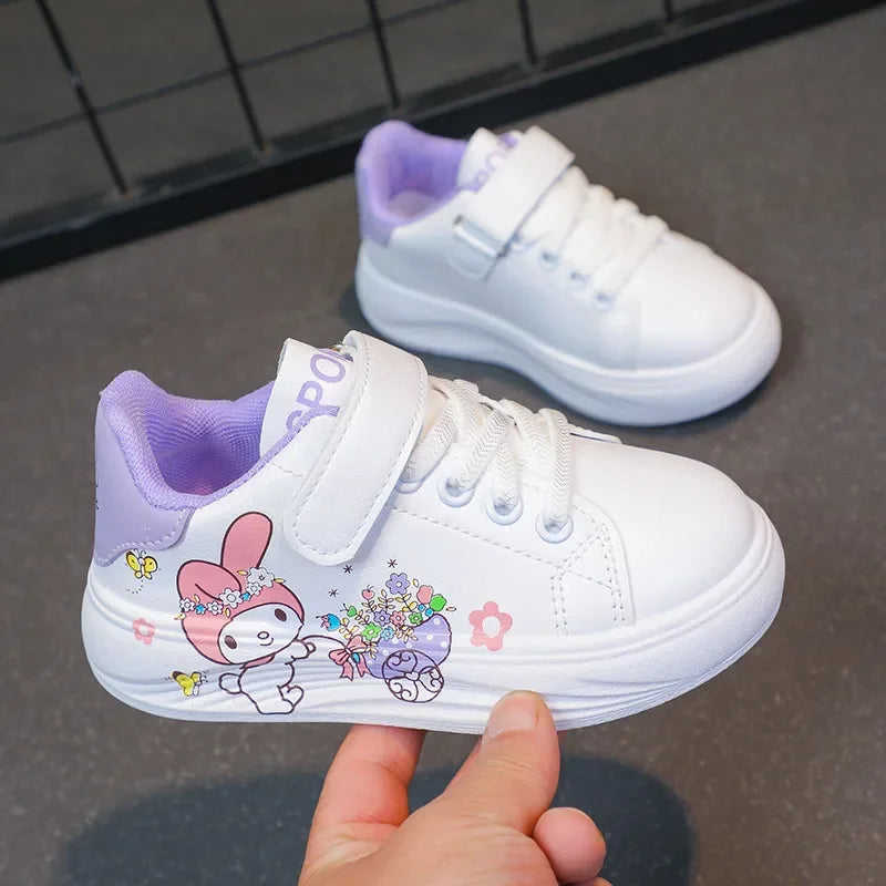 2025 Autumn New Children Little White Shoes for Girls Fashion Cute Melody Soft Comfortable Casual Versatile Trendy Sneakers