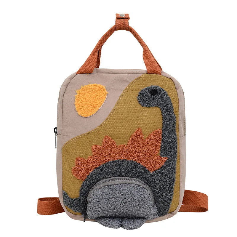 New Children's Casual Fashion Bag Boys and Girls Canvas Two-shoulder Bags Baby Color Matching Quilted Backpack School Bags