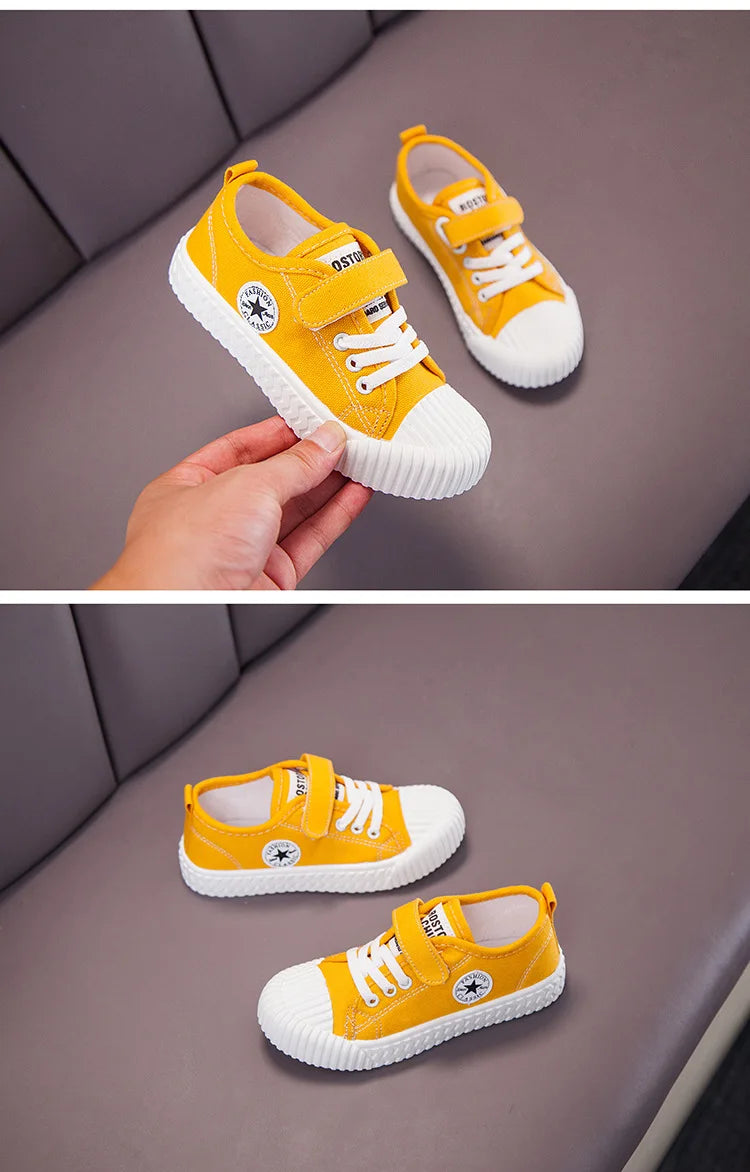 Children's Canvas Shoes Soft Sole Comfortable Cookie Shoes Boys and Girls Breathable Non-slip Leisure Sports Canvas Shoes