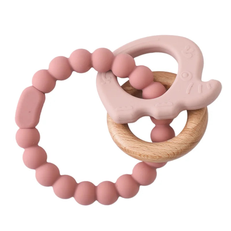 1Pcs Baby Silicone Teether Ring BPA Free Rattles Bracelet Food Grade Newborn Cute Octopus Shaped Health Care Teething Ring Toys